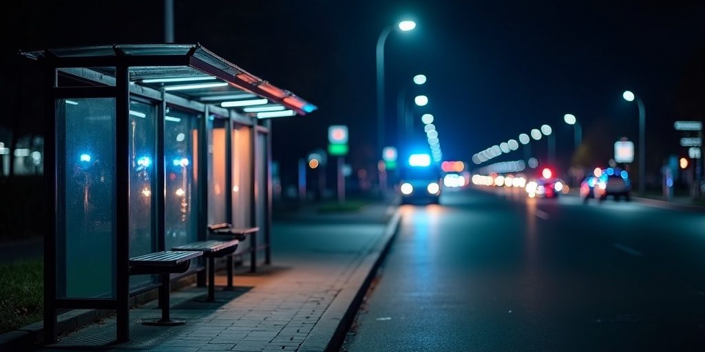 Bushaltestelle in der Nacht