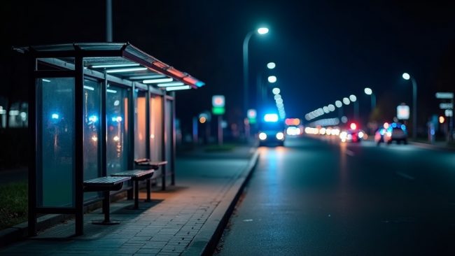 Bushaltestelle in der Nacht Bushaltestelle in der Nacht