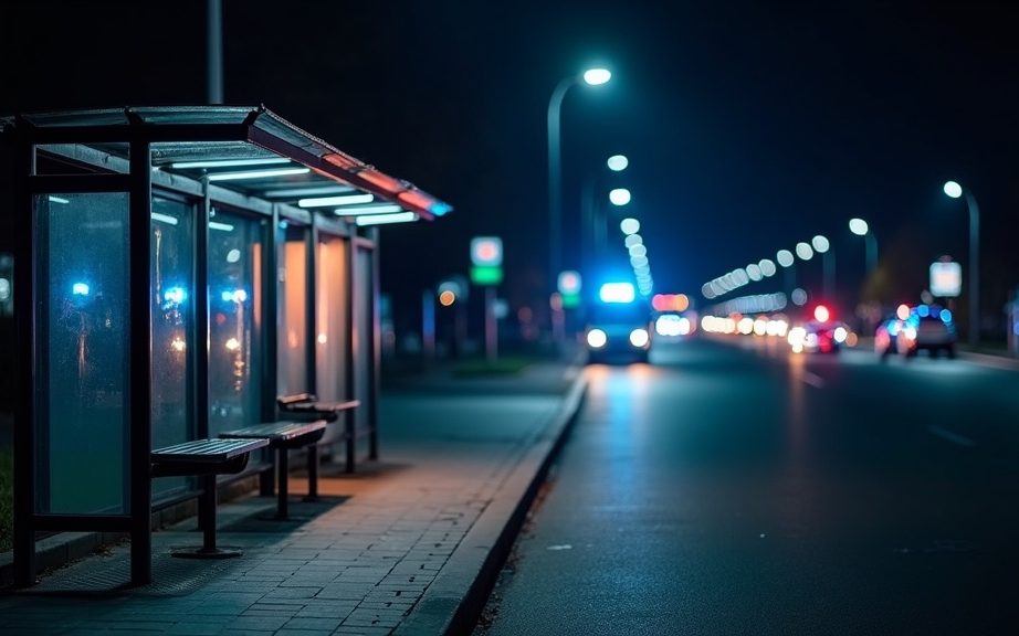 Bushaltestelle in der Nacht